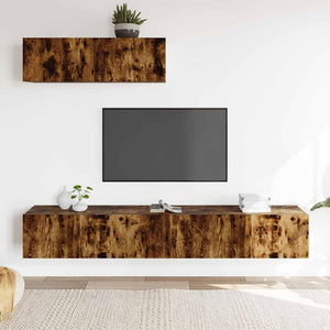 vidaXL 3-Piece TV Cabinet Set Smoked Oak Engineered Wood