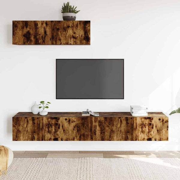 vidaXL 3-Piece TV Cabinet Set Smoked Oak Engineered Wood