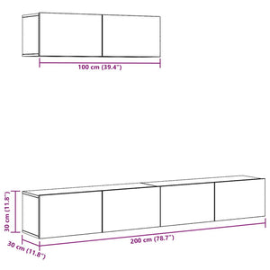 vidaXL 3-Piece TV Cabinet Set Grey Sonoma Engineered Wood