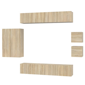 vidaXL 8-Piece TV Cabinet Set Sonoma Oak Engineered Wood