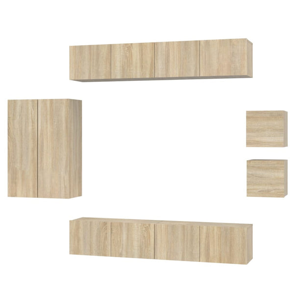 vidaXL 8-Piece TV Cabinet Set Sonoma Oak Engineered Wood