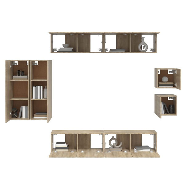 vidaXL 8-Piece TV Cabinet Set Sonoma Oak Engineered Wood
