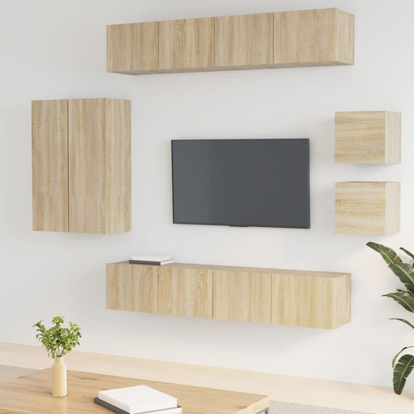 vidaXL 8-Piece TV Cabinet Set Sonoma Oak Engineered Wood