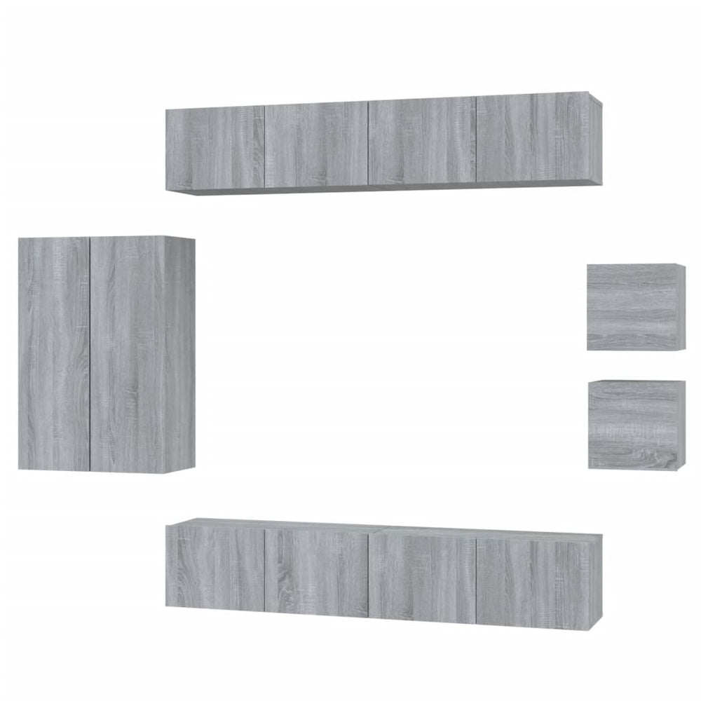 vidaXL 8-Piece TV Cabinet Set Grey Sonoma Engineered Wood