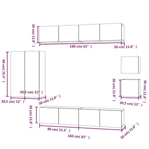 vidaXL 8-Piece TV Cabinet Set Grey Sonoma Engineered Wood