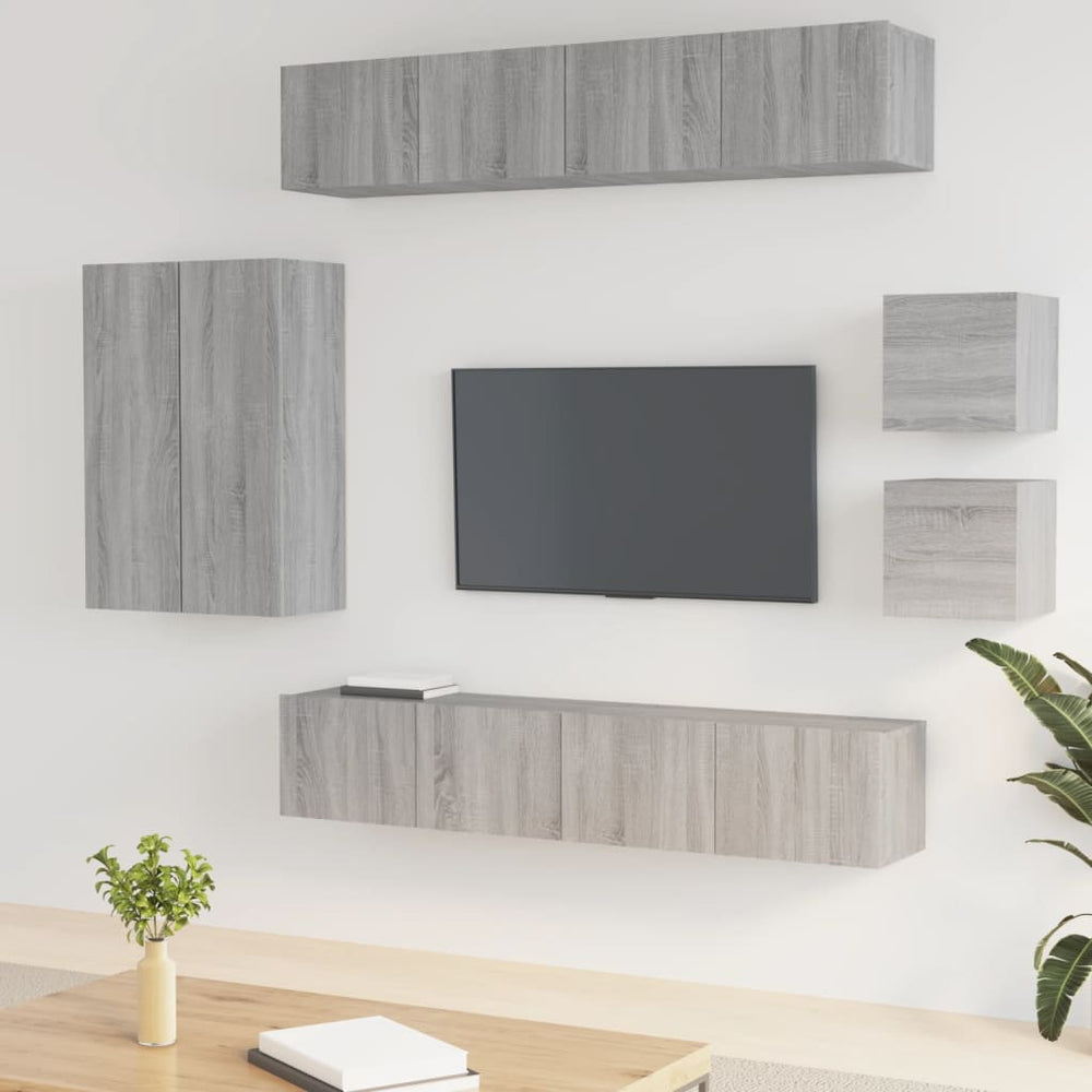 vidaXL 8-Piece TV Cabinet Set Grey Sonoma Engineered Wood