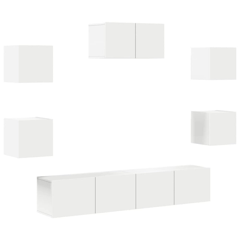 vidaXL 7-Piece TV Cabinet Set White Engineered Wood