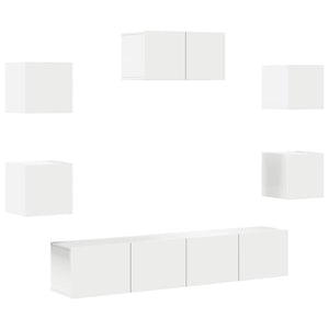 vidaXL 7-Piece TV Cabinet Set White Engineered Wood