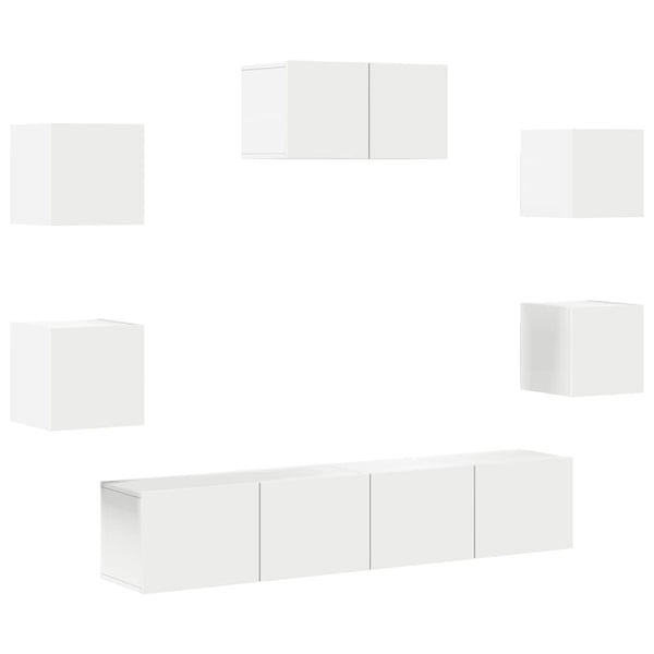 vidaXL 7-Piece TV Cabinet Set White Engineered Wood