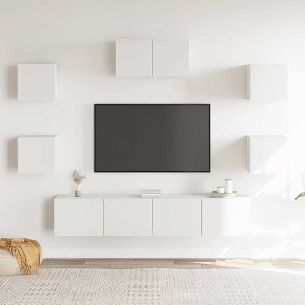 vidaXL 7-Piece TV Cabinet Set White Engineered Wood