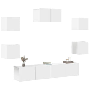 vidaXL 7-Piece TV Cabinet Set White Engineered Wood