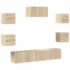 vidaXL 7-Piece TV Cabinet Set Sonoma Oak Engineered Wood