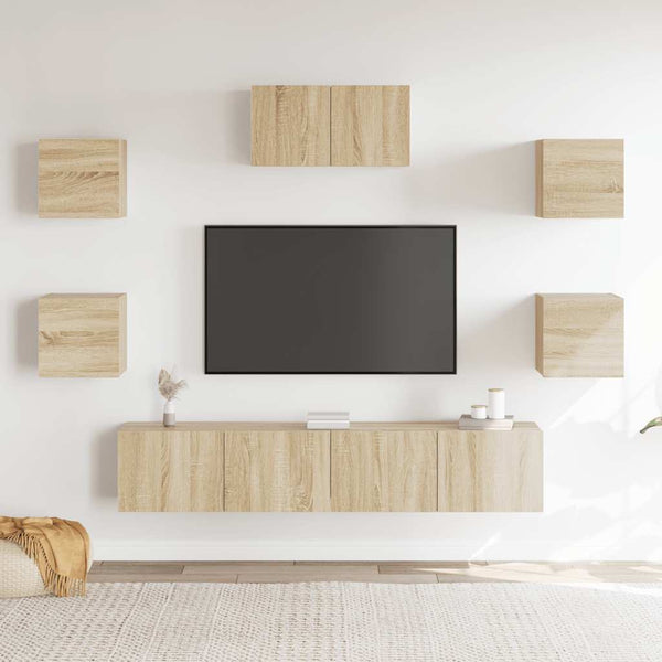 vidaXL 7-Piece TV Cabinet Set Sonoma Oak Engineered Wood