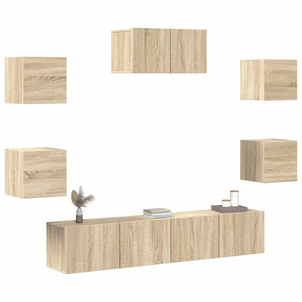 vidaXL 7-Piece TV Cabinet Set Sonoma Oak Engineered Wood