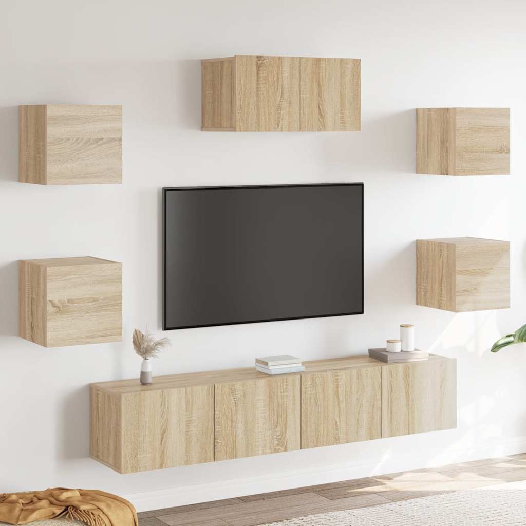 vidaXL 7-Piece TV Cabinet Set Sonoma Oak Engineered Wood