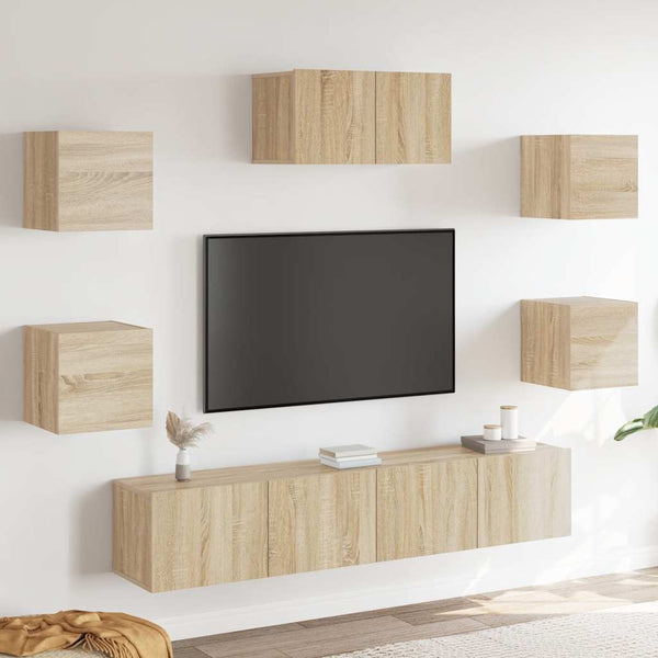 vidaXL 7-Piece TV Cabinet Set Sonoma Oak Engineered Wood