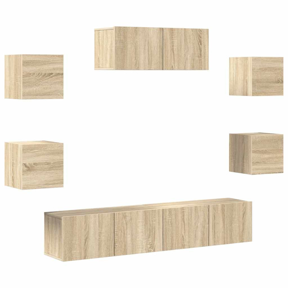 vidaXL 7-Piece TV Cabinet Set Sonoma Oak Engineered Wood