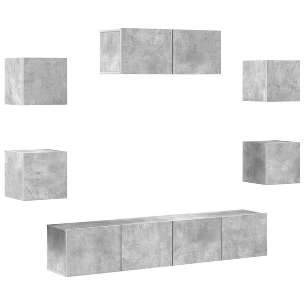 vidaXL 7-Piece TV Cabinet Set Concrete Grey Engineered Wood