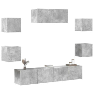 vidaXL 7-Piece TV Cabinet Set Concrete Grey Engineered Wood