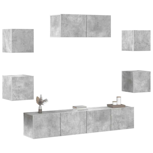 vidaXL 7-Piece TV Cabinet Set Concrete Grey Engineered Wood