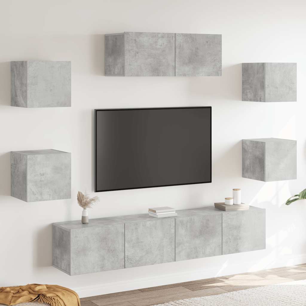 vidaXL 7-Piece TV Cabinet Set Concrete Grey Engineered Wood