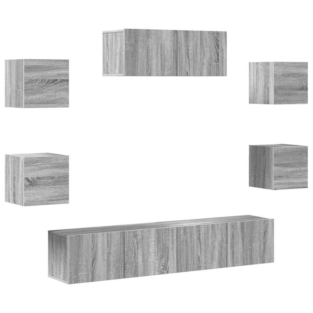 vidaXL 7-Piece TV Cabinet Set Sonoma Grey Engineered Wood