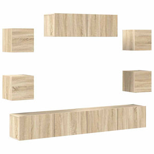 vidaXL 7-Piece TV Cabinet Set Sonoma Oak Engineered Wood