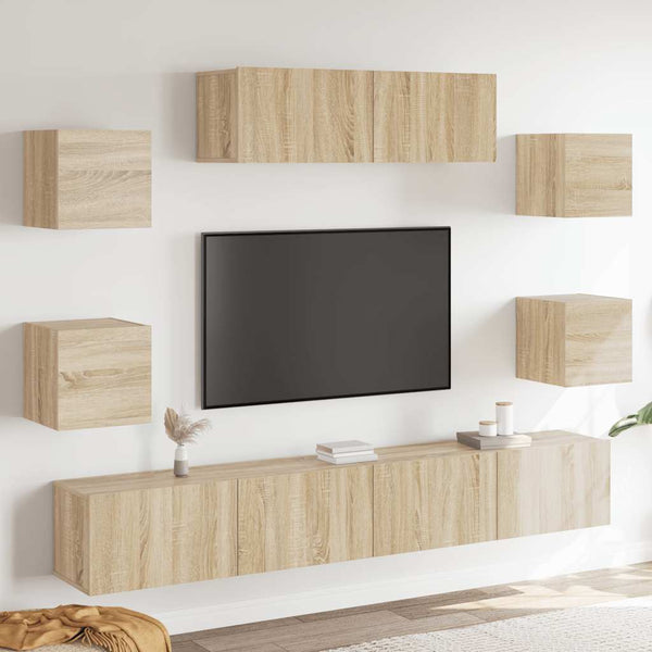 vidaXL 7-Piece TV Cabinet Set Sonoma Oak Engineered Wood