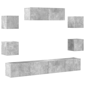 vidaXL 7-Piece TV Cabinet Set Concrete Grey Engineered Wood