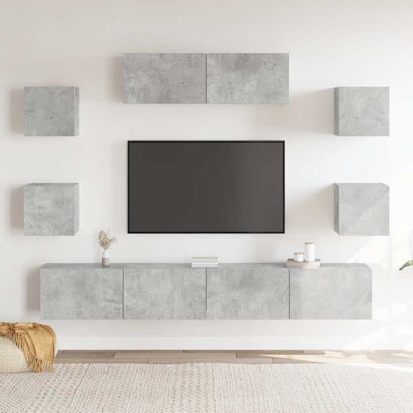vidaXL 7-Piece TV Cabinet Set Concrete Grey Engineered Wood