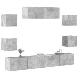 vidaXL 7-Piece TV Cabinet Set Concrete Grey Engineered Wood