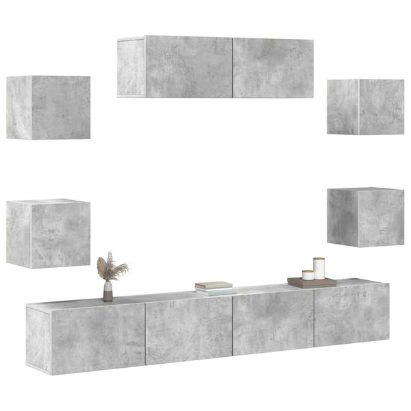 vidaXL 7-Piece TV Cabinet Set Concrete Grey Engineered Wood