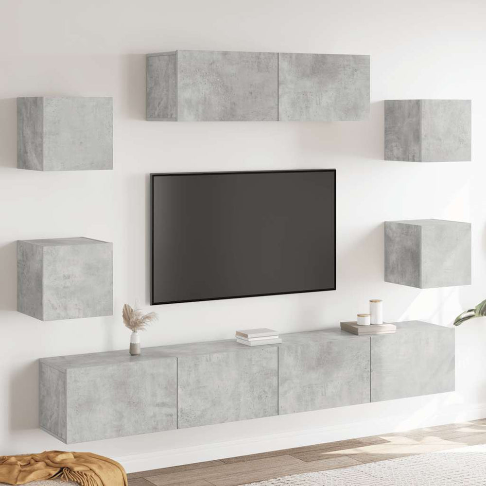 vidaXL 7-Piece TV Cabinet Set Concrete Grey Engineered Wood