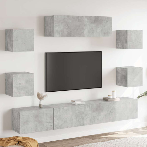 vidaXL 7-Piece TV Cabinet Set Concrete Grey Engineered Wood