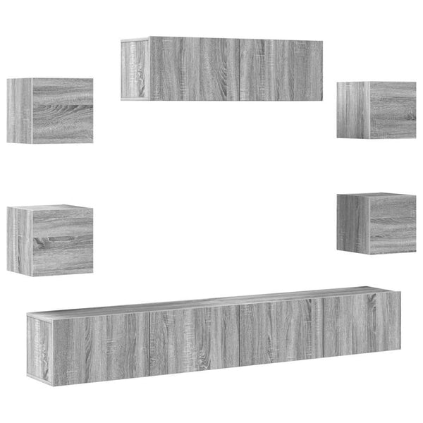 vidaXL 7-Piece TV Cabinet Set Sonoma Grey Engineered Wood