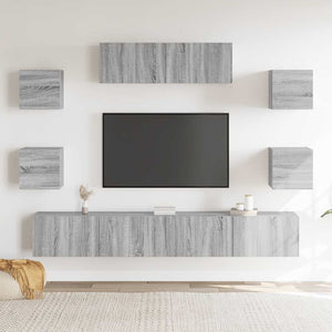 vidaXL 7-Piece TV Cabinet Set Sonoma Grey Engineered Wood