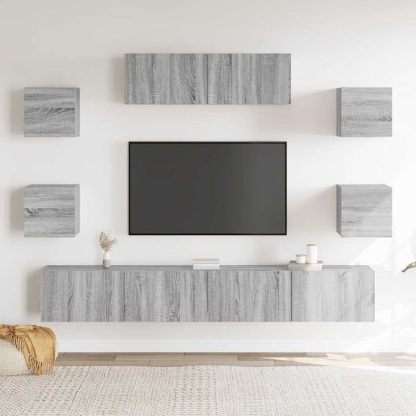 vidaXL 7-Piece TV Cabinet Set Sonoma Grey Engineered Wood