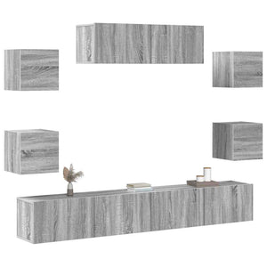 vidaXL 7-Piece TV Cabinet Set Sonoma Grey Engineered Wood