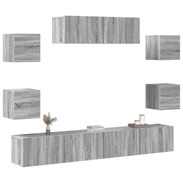 vidaXL 7-Piece TV Cabinet Set Sonoma Grey Engineered Wood