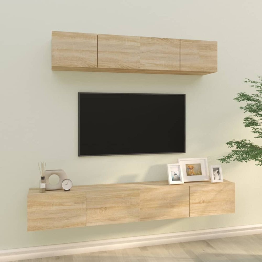 vidaXL 4-Piece TV Cabinet Set Sonoma Oak Engineered Wood