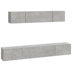 vidaXL 4-Piece TV Cabinet Set Concrete Grey Engineered Wood