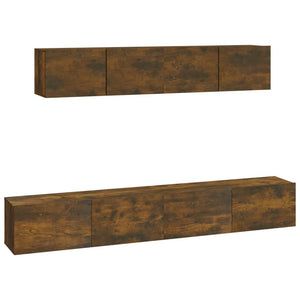 vidaXL 4-Piece TV Cabinet Set Smoked Oak Engineered Wood