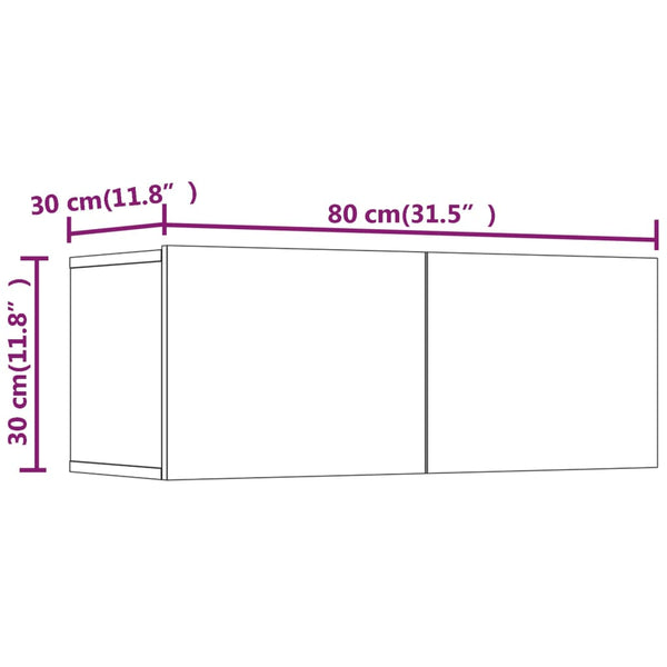 vidaXL 4-Piece TV Cabinet Set Smoked Oak Engineered Wood