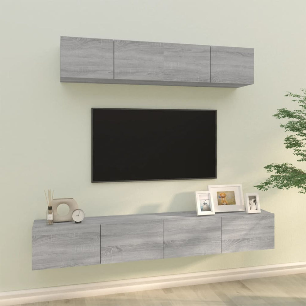 vidaXL 4-Piece TV Cabinet Set Grey Sonoma Engineered Wood
