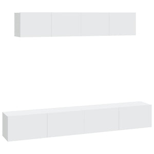 vidaXL 4-Piece TV Cabinet Set White Engineered Wood