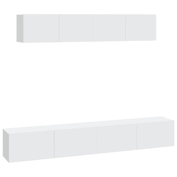 vidaXL 4-Piece TV Cabinet Set White Engineered Wood