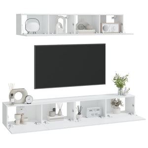 vidaXL 4-Piece TV Cabinet Set White Engineered Wood
