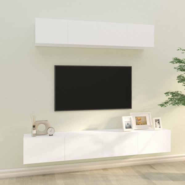 vidaXL 4-Piece TV Cabinet Set White Engineered Wood