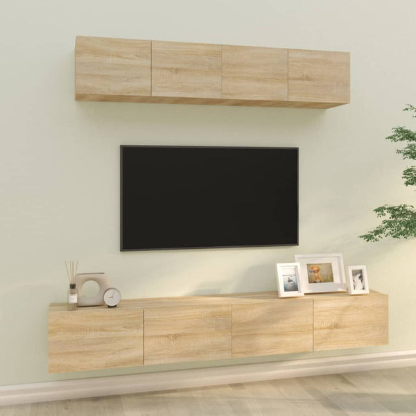 vidaXL 4-Piece TV Cabinet Set Sonoma Oak Engineered Wood