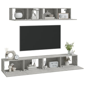 vidaXL 4-Piece TV Cabinet Set Concrete Grey Engineered Wood